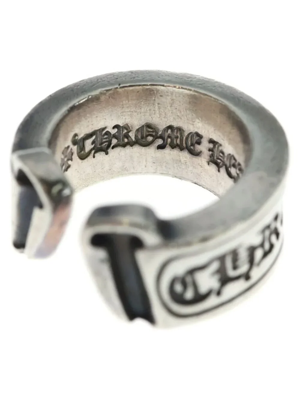 Chrome Hearts LG Scroll Label Large Ring Silver